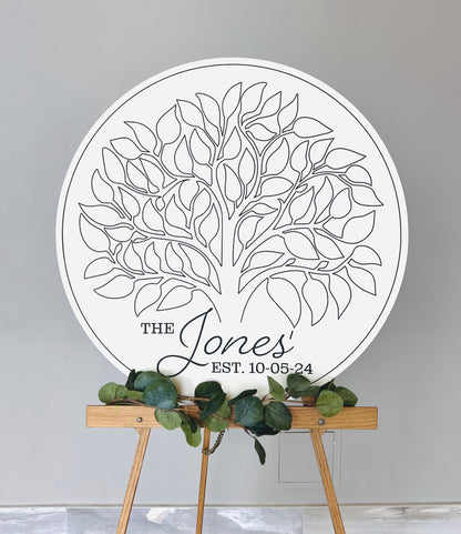 Alternative wedding guestbook sign with signable leaves, last name wedding keepsake