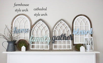 farmhouse window arch with word attached, 3 sizes