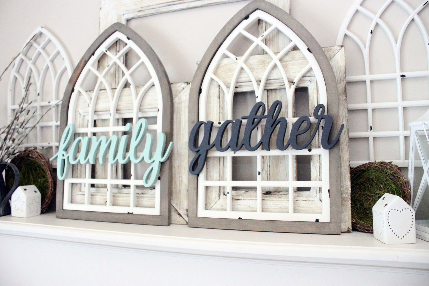 farmhouse window arch with word attached, 3 sizes