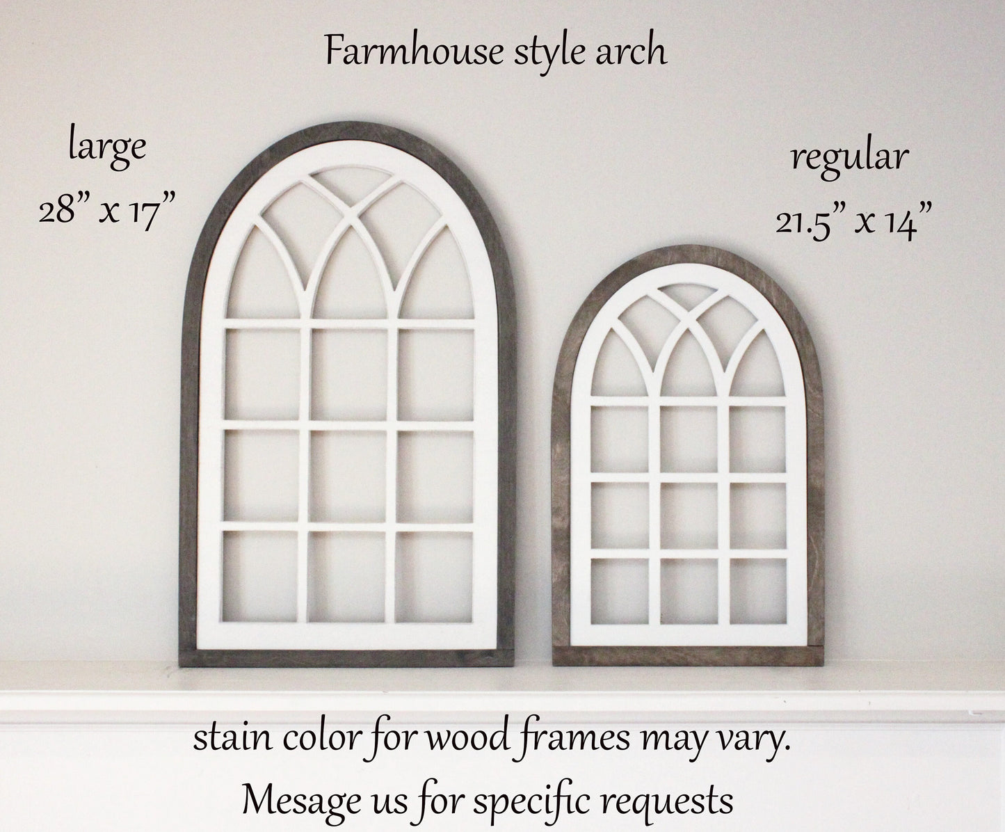 Farmhouse window arch, church window, 3 sizes, choose your own colors
