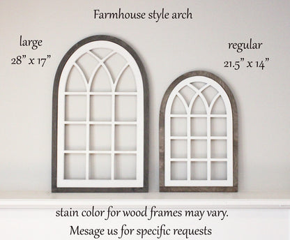 Farmhouse window arch, church window, 3 sizes, choose your own colors