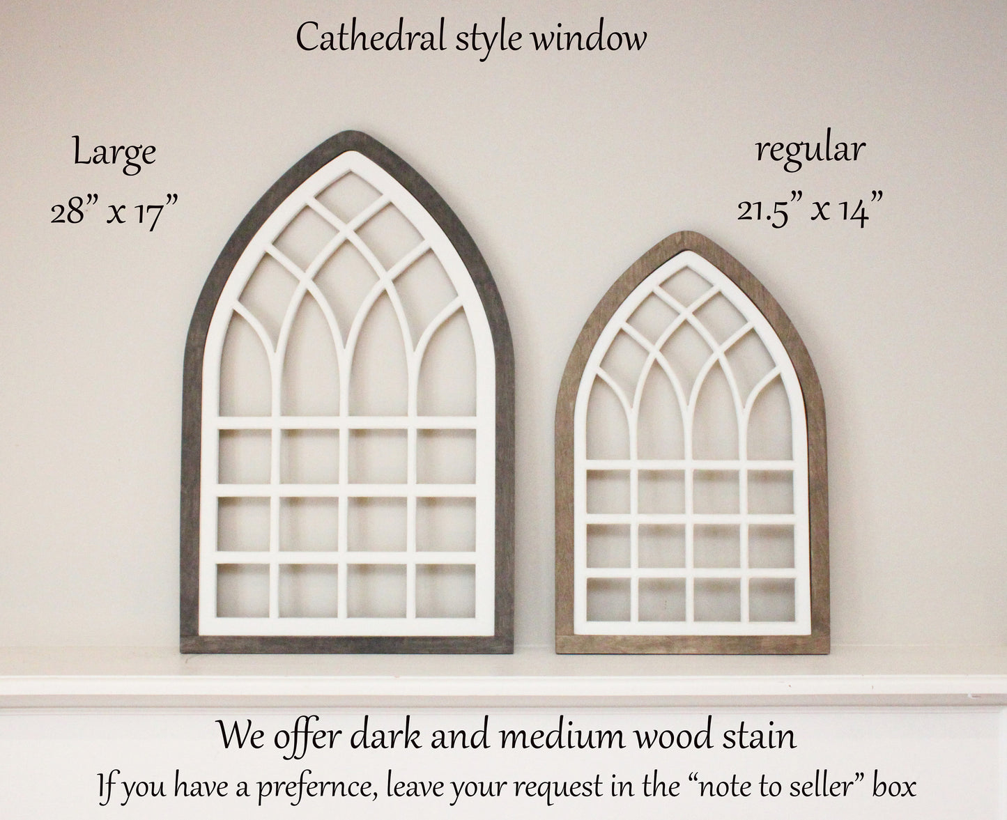 Farmhouse window arch, church window, 3 sizes, choose your own colors